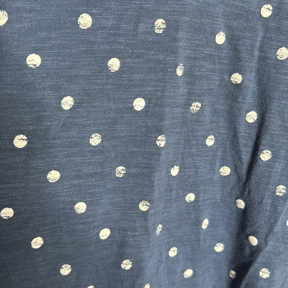 Lane Bryant Navy Blue White Polka Dot Top 1X 14/16 Elbow Sleeve Cotton Modal - Picture 5 of 7